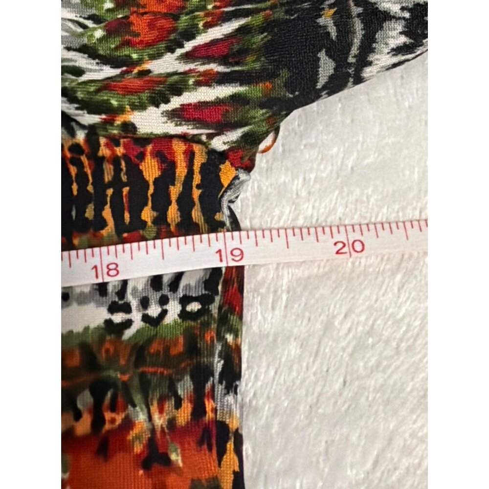 Womens XL Multicolor Boho Print Short Sleeve Top Aztec Stretchy Comfortable - Picture 4 of 5